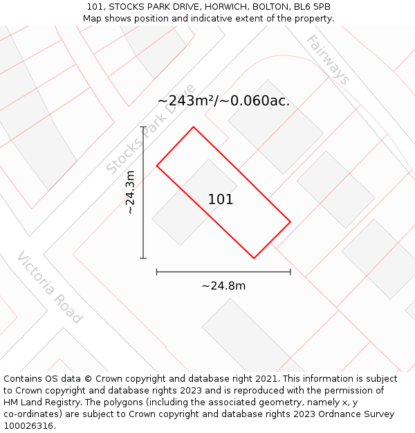 101, STOCKS PARK DRIVE, HORWICH, BOLTON, BL6 5PB: Plot and title map