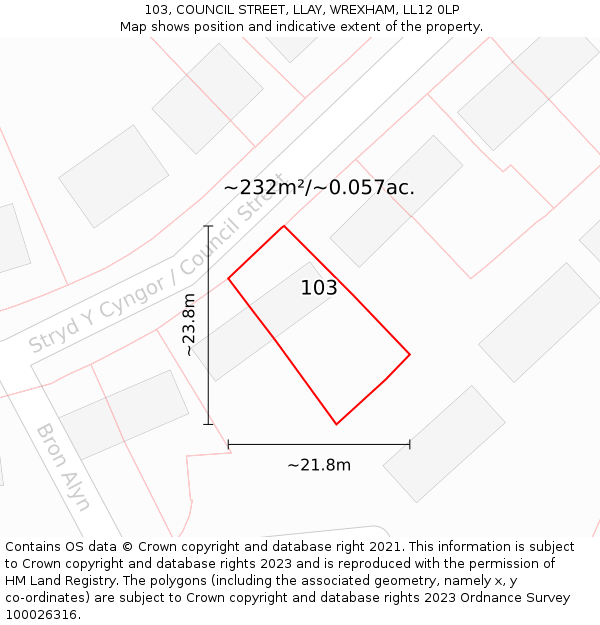 103, COUNCIL STREET, LLAY, WREXHAM, LL12 0LP: Plot and title map