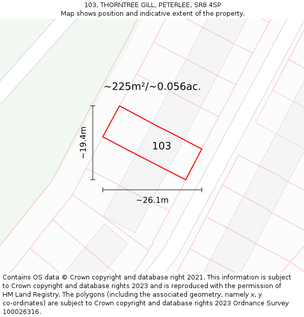 103, THORNTREE GILL, PETERLEE, SR8 4SP: Plot and title map