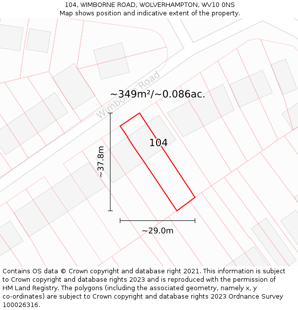 104, WIMBORNE ROAD, WOLVERHAMPTON, WV10 0NS: Plot and title map