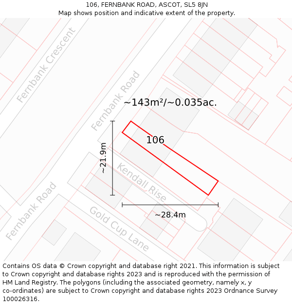 106, FERNBANK ROAD, ASCOT, SL5 8JN: Plot and title map