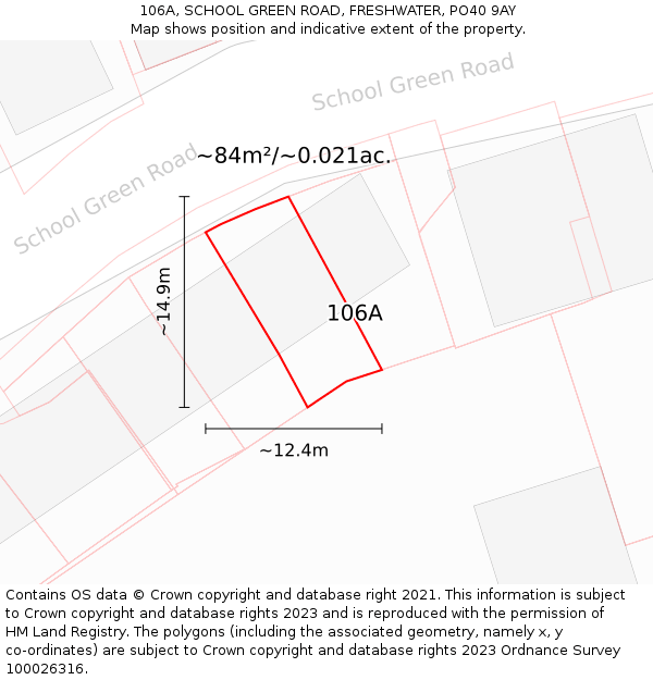 106A, SCHOOL GREEN ROAD, FRESHWATER, PO40 9AY: Plot and title map