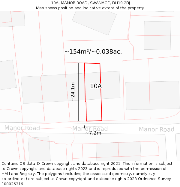 10A, MANOR ROAD, SWANAGE, BH19 2BJ: Plot and title map