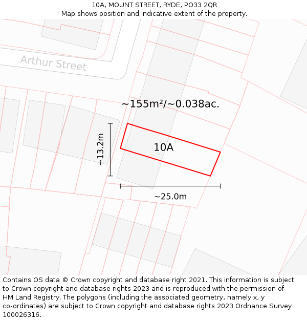 10A, MOUNT STREET, RYDE, PO33 2QR: Plot and title map