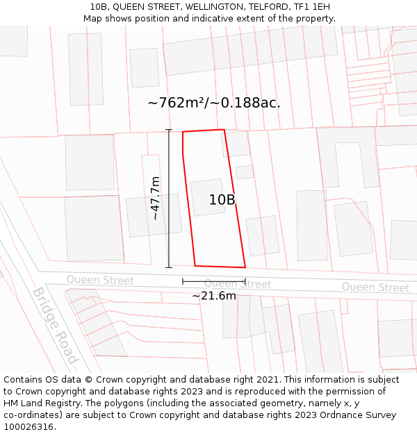 10B, QUEEN STREET, WELLINGTON, TELFORD, TF1 1EH: Plot and title map