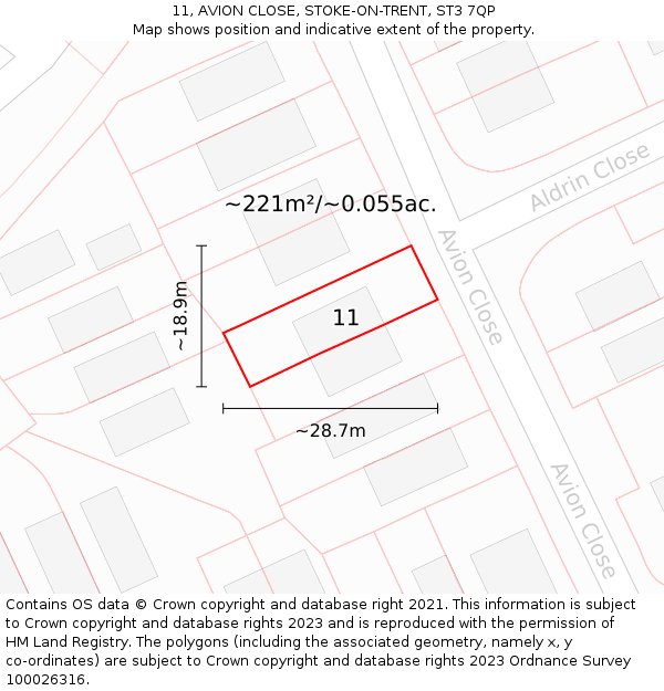 11, AVION CLOSE, STOKE-ON-TRENT, ST3 7QP: Plot and title map