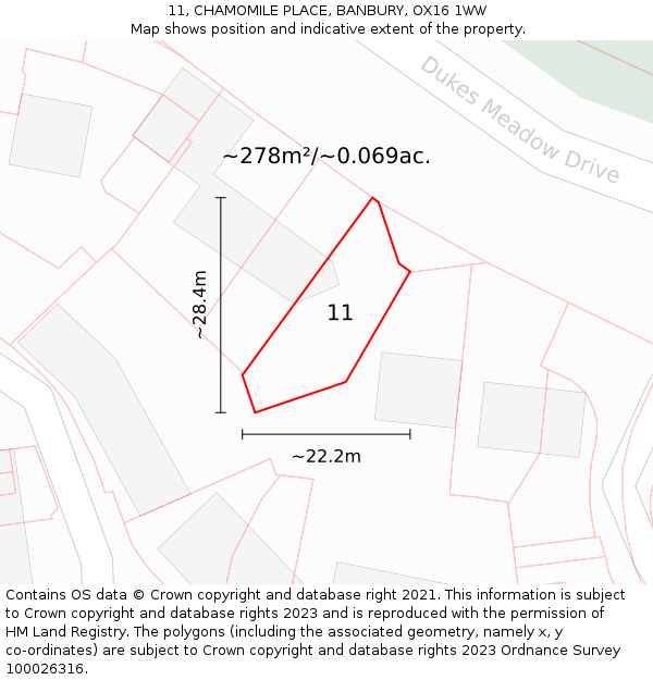 11, CHAMOMILE PLACE, BANBURY, OX16 1WW: Plot and title map