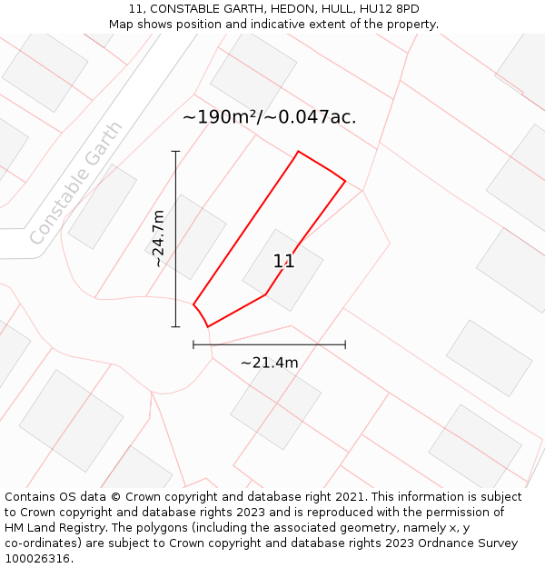 11, CONSTABLE GARTH, HEDON, HULL, HU12 8PD: Plot and title map