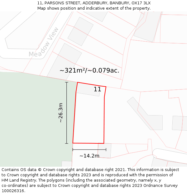 11, PARSONS STREET, ADDERBURY, BANBURY, OX17 3LX: Plot and title map