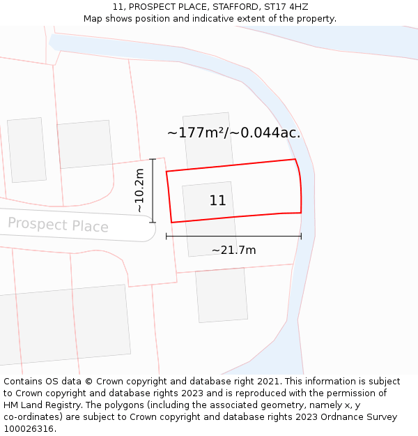 11, PROSPECT PLACE, STAFFORD, ST17 4HZ: Plot and title map