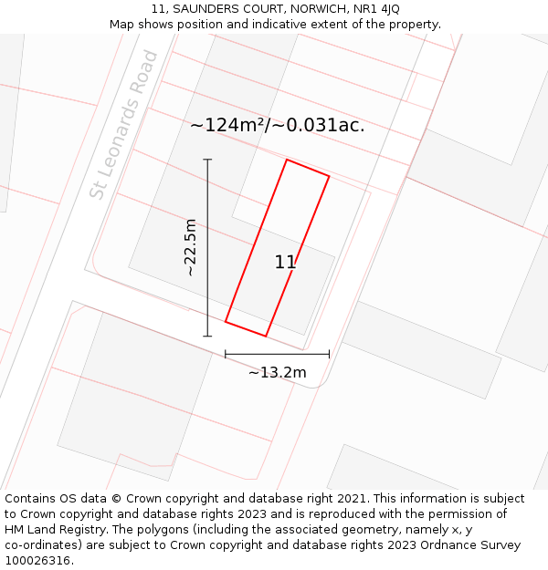 11, SAUNDERS COURT, NORWICH, NR1 4JQ: Plot and title map