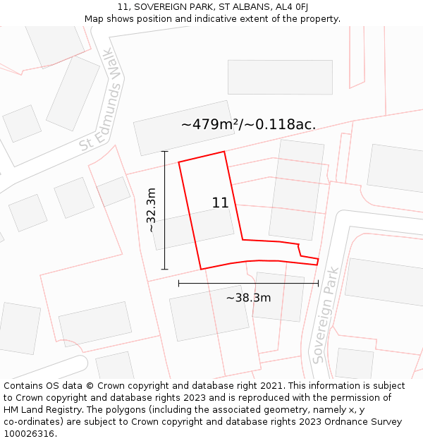 11, SOVEREIGN PARK, ST ALBANS, AL4 0FJ: Plot and title map