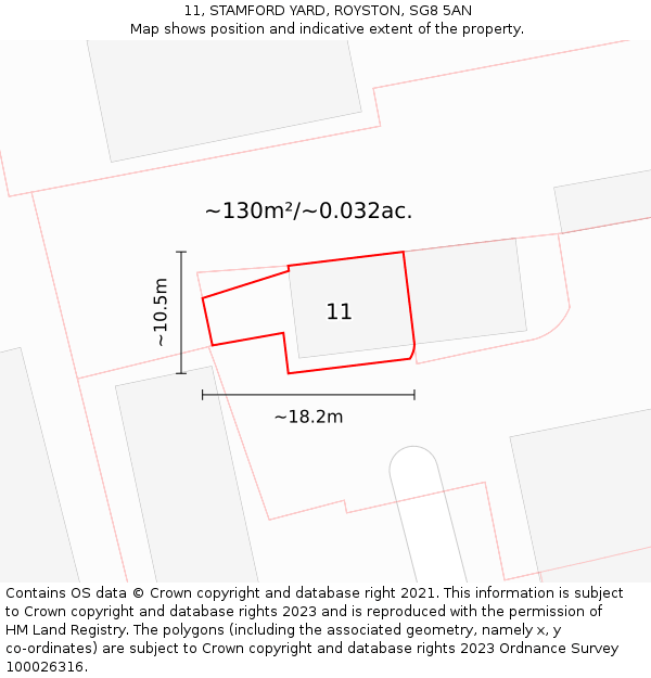 11, STAMFORD YARD, ROYSTON, SG8 5AN: Plot and title map