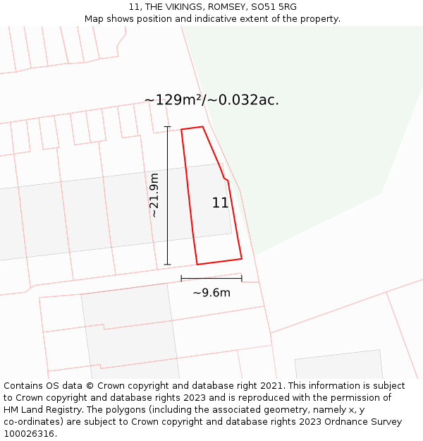 11, THE VIKINGS, ROMSEY, SO51 5RG: Plot and title map