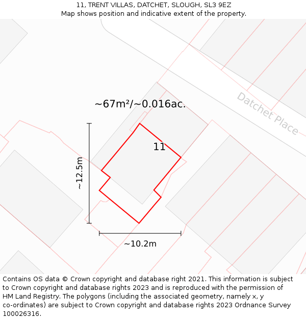 11, TRENT VILLAS, DATCHET, SLOUGH, SL3 9EZ: Plot and title map