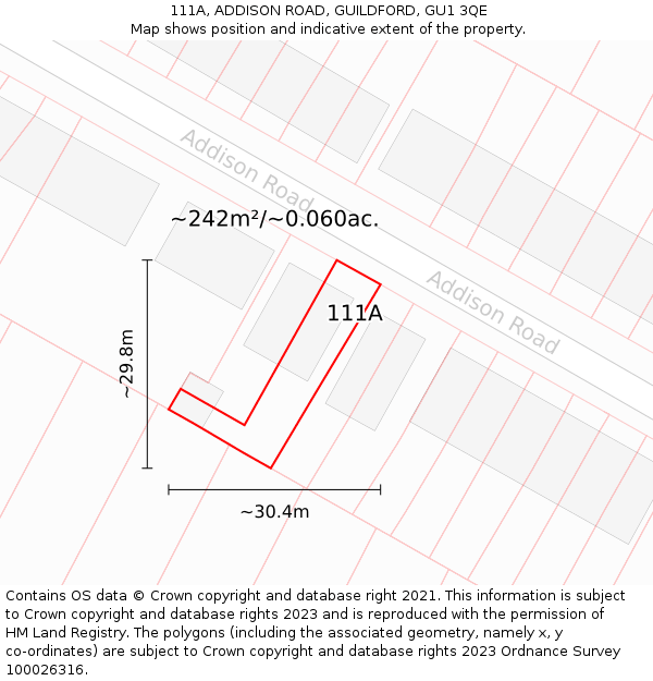 111A, ADDISON ROAD, GUILDFORD, GU1 3QE: Plot and title map