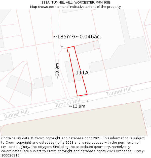 111A, TUNNEL HILL, WORCESTER, WR4 9SB: Plot and title map