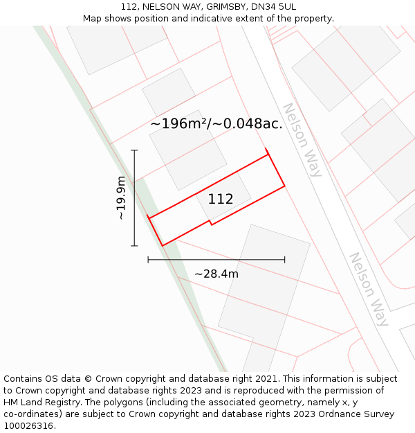 112, NELSON WAY, GRIMSBY, DN34 5UL: Plot and title map