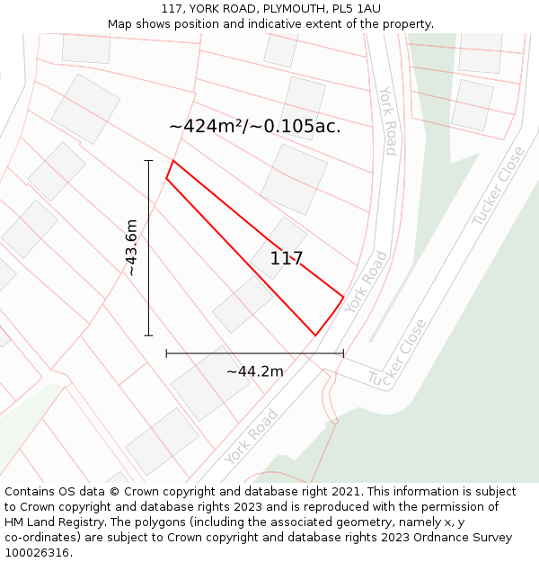117, YORK ROAD, PLYMOUTH, PL5 1AU: Plot and title map
