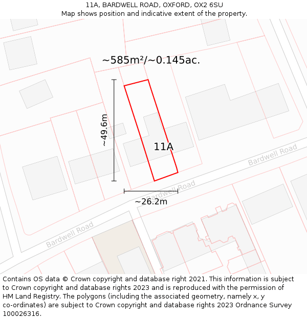 11A, BARDWELL ROAD, OXFORD, OX2 6SU: Plot and title map