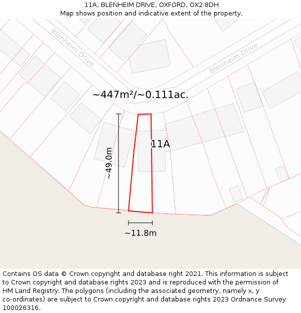 11A, BLENHEIM DRIVE, OXFORD, OX2 8DH: Plot and title map