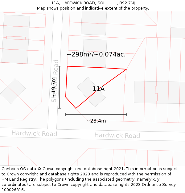 11A, HARDWICK ROAD, SOLIHULL, B92 7NJ: Plot and title map