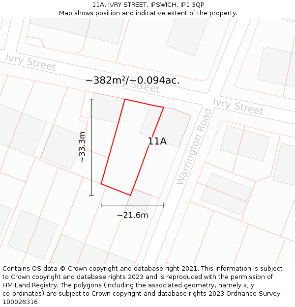 11A, IVRY STREET, IPSWICH, IP1 3QP: Plot and title map