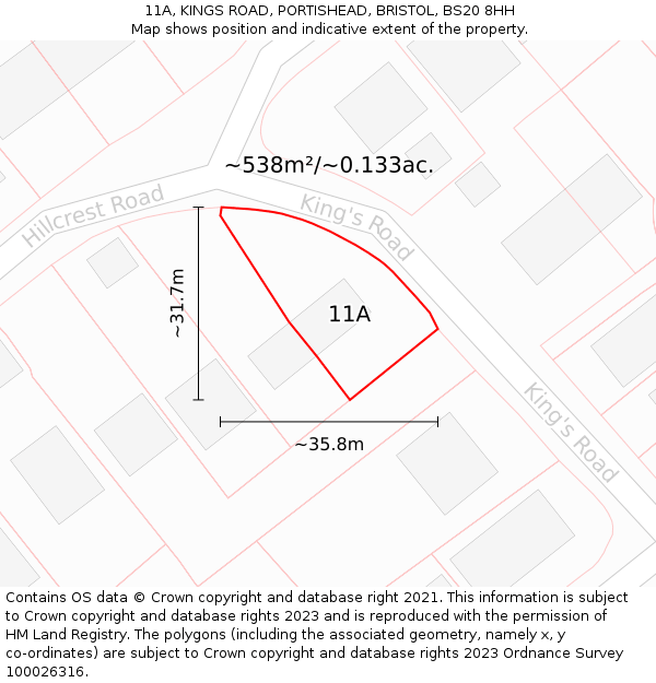 11A, KINGS ROAD, PORTISHEAD, BRISTOL, BS20 8HH: Plot and title map
