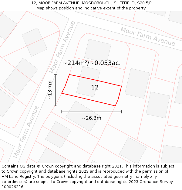 12, MOOR FARM AVENUE, MOSBOROUGH, SHEFFIELD, S20 5JP: Plot and title map