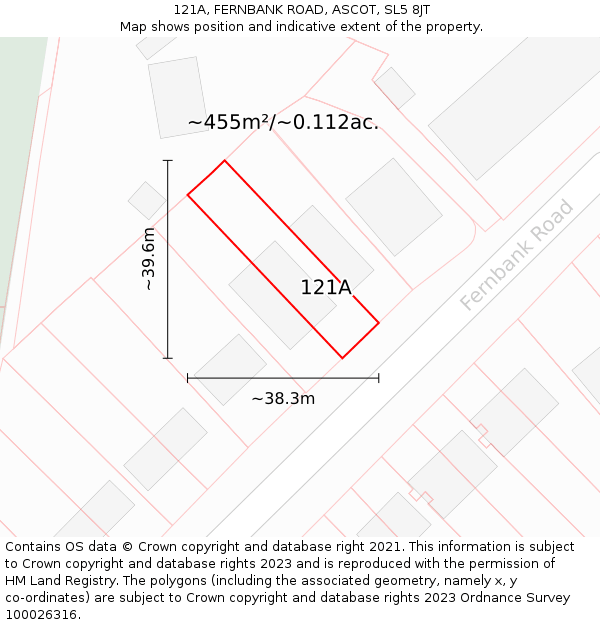 121A, FERNBANK ROAD, ASCOT, SL5 8JT: Plot and title map