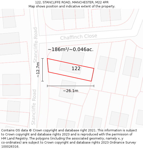 122, STANCLIFFE ROAD, MANCHESTER, M22 4PR: Plot and title map