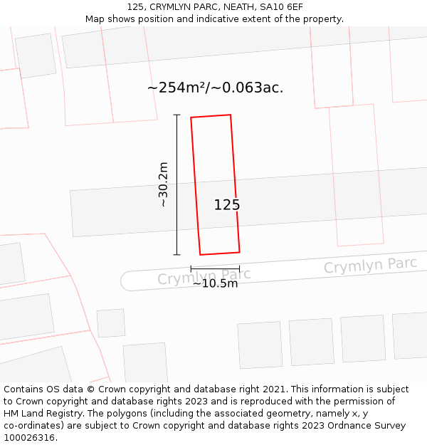 125, CRYMLYN PARC, NEATH, SA10 6EF: Plot and title map