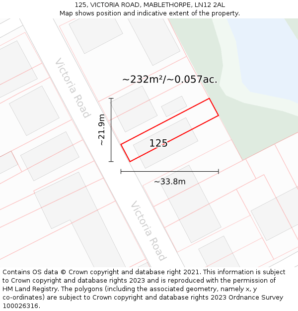 125, VICTORIA ROAD, MABLETHORPE, LN12 2AL: Plot and title map