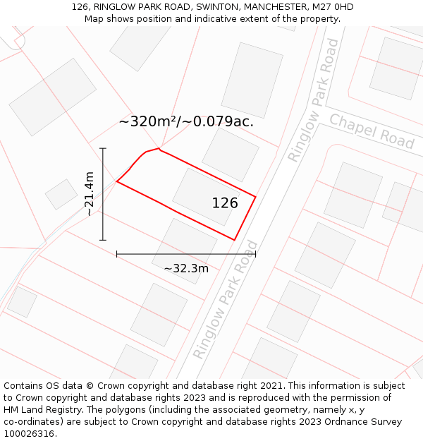 126, RINGLOW PARK ROAD, SWINTON, MANCHESTER, M27 0HD: Plot and title map