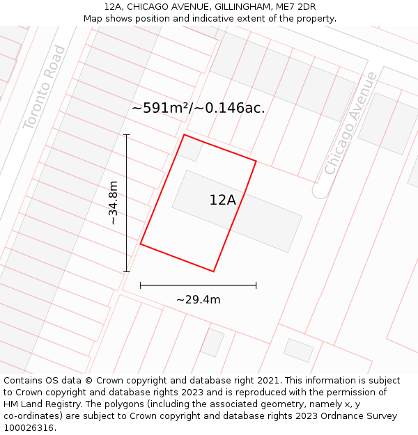 12A, CHICAGO AVENUE, GILLINGHAM, ME7 2DR: Plot and title map