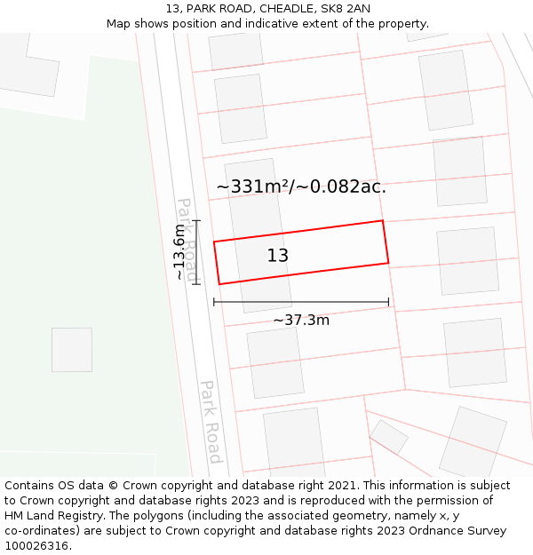 13, PARK ROAD, CHEADLE, SK8 2AN: Plot and title map
