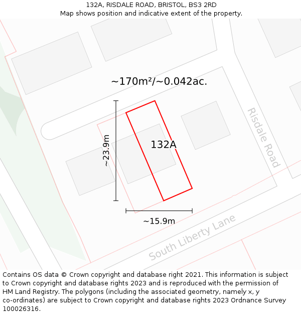 132A, RISDALE ROAD, BRISTOL, BS3 2RD: Plot and title map