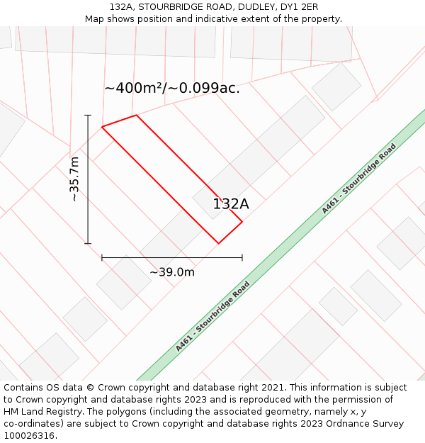 132A, STOURBRIDGE ROAD, DUDLEY, DY1 2ER: Plot and title map