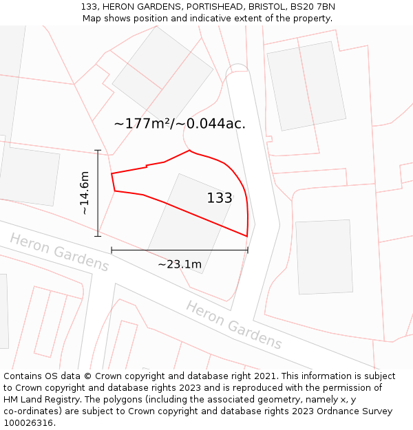 133, HERON GARDENS, PORTISHEAD, BRISTOL, BS20 7BN: Plot and title map