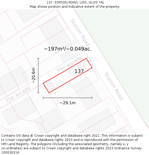 137, STATION ROAD, LISS, GU33 7AJ: Plot and title map