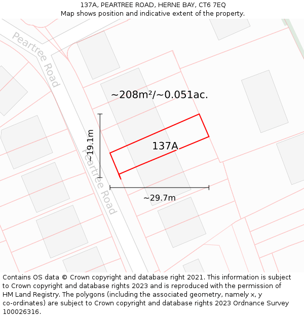 137A, PEARTREE ROAD, HERNE BAY, CT6 7EQ: Plot and title map