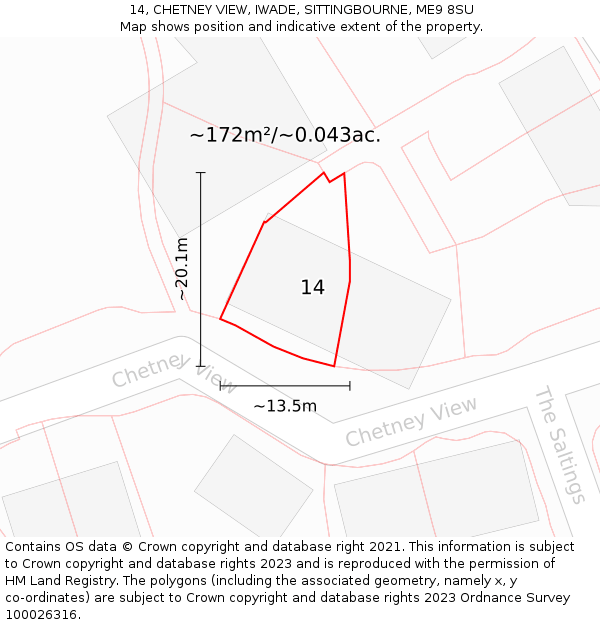 14, CHETNEY VIEW, IWADE, SITTINGBOURNE, ME9 8SU: Plot and title map