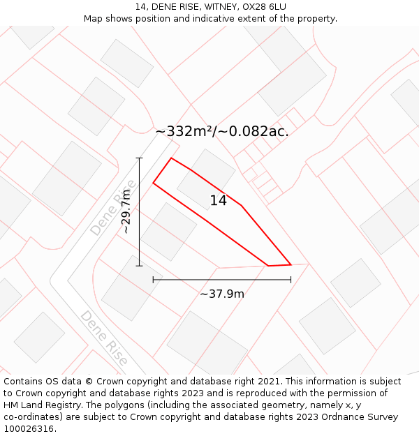 14, DENE RISE, WITNEY, OX28 6LU: Plot and title map