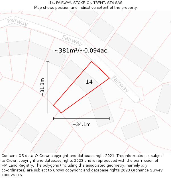 14, FAIRWAY, STOKE-ON-TRENT, ST4 8AS: Plot and title map