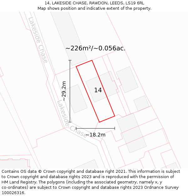 14, LAKESIDE CHASE, RAWDON, LEEDS, LS19 6RL: Plot and title map