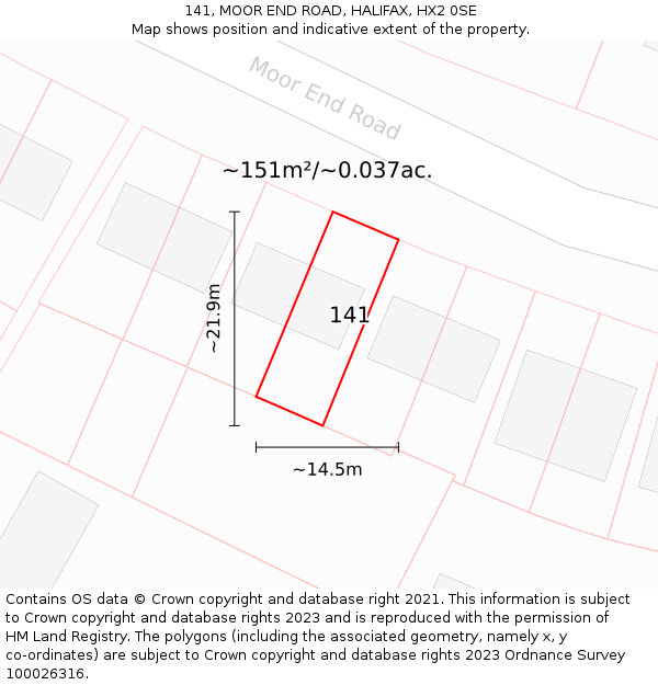 141, MOOR END ROAD, HALIFAX, HX2 0SE: Plot and title map