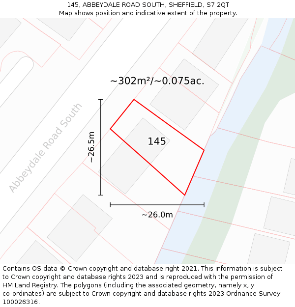 145, ABBEYDALE ROAD SOUTH, SHEFFIELD, S7 2QT: Plot and title map