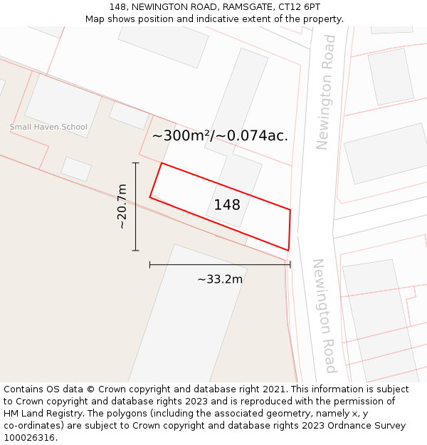 148, NEWINGTON ROAD, RAMSGATE, CT12 6PT: Plot and title map