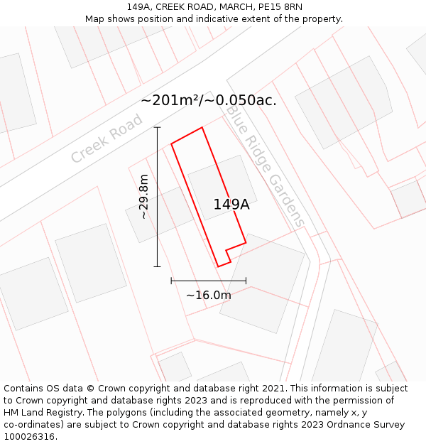 149A, CREEK ROAD, MARCH, PE15 8RN: Plot and title map