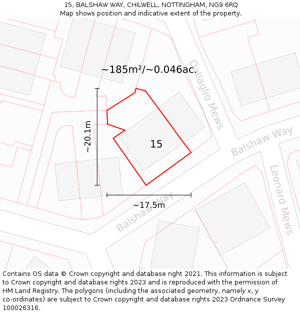 15, BALSHAW WAY, CHILWELL, NOTTINGHAM, NG9 6RQ: Plot and title map